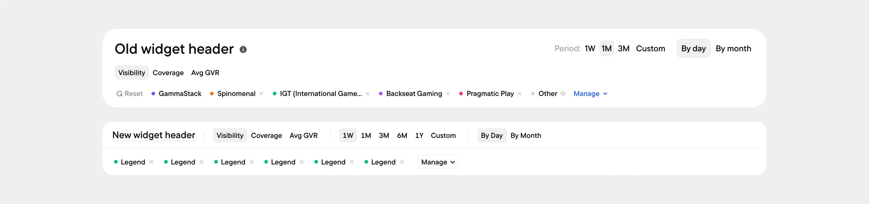the old widget header against the new one