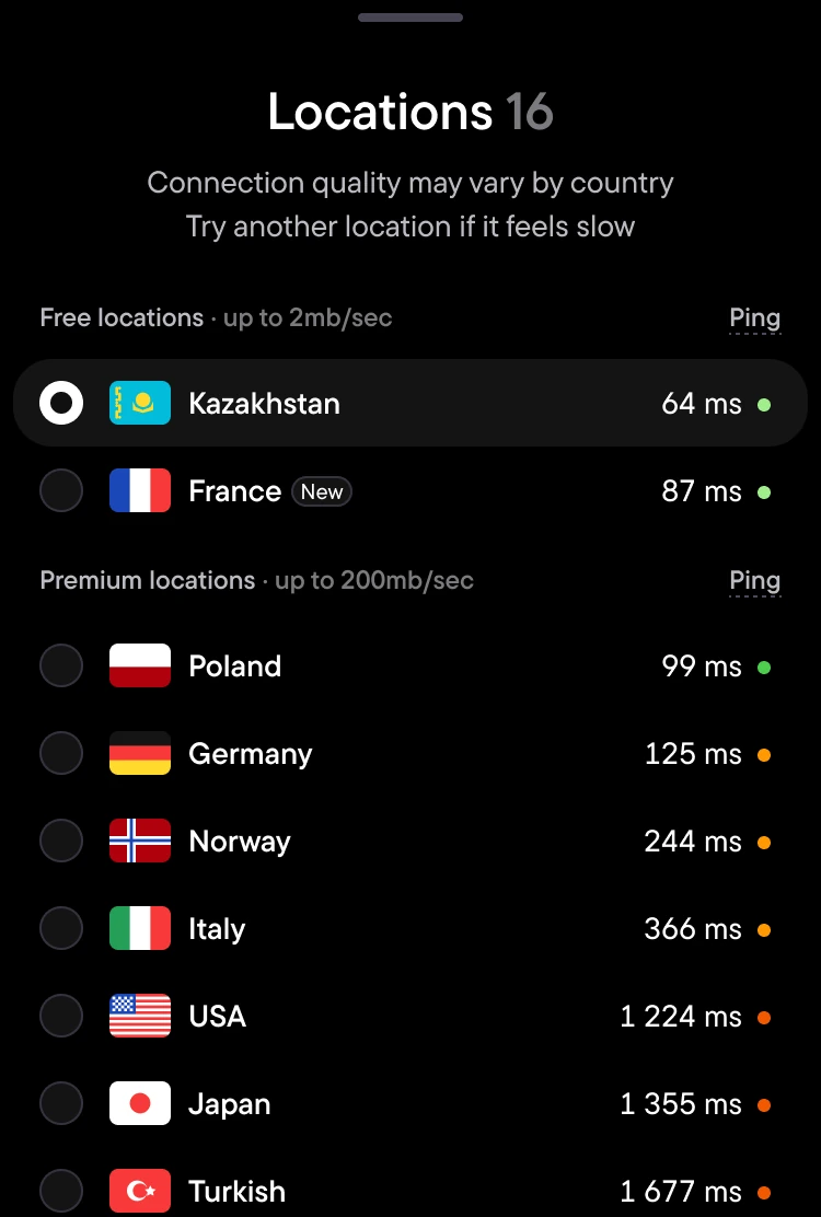 locations screen